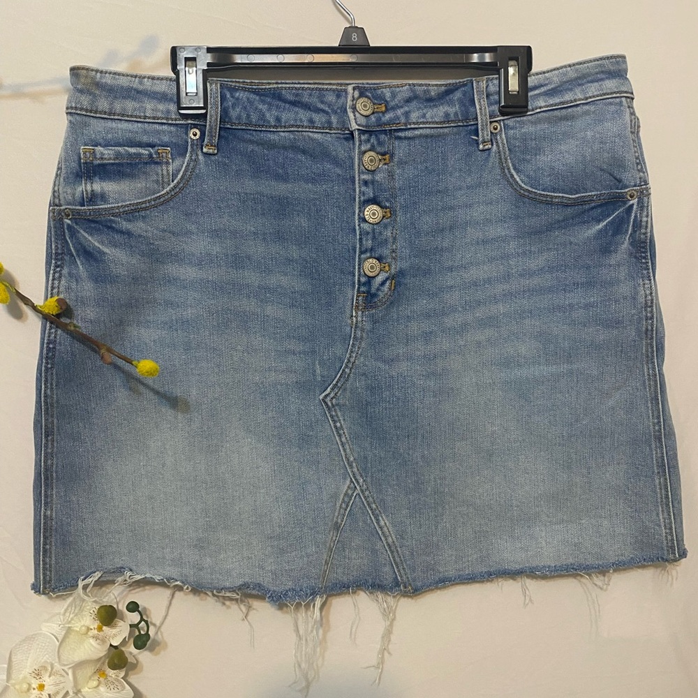 Old Navy Blue Denim Button-Up Mini Skirt